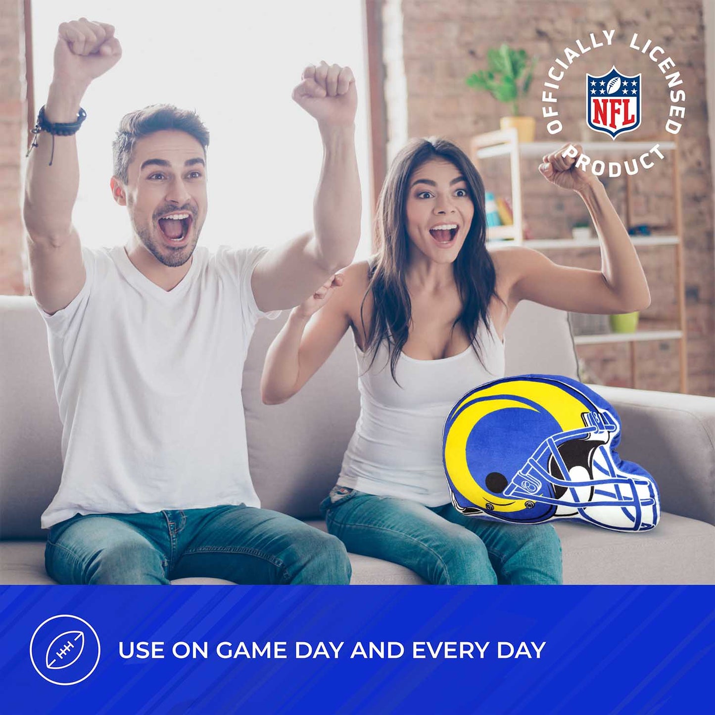 Los Angeles Rams NFL Helmet Football Super Soft Plush Pillow - Blue