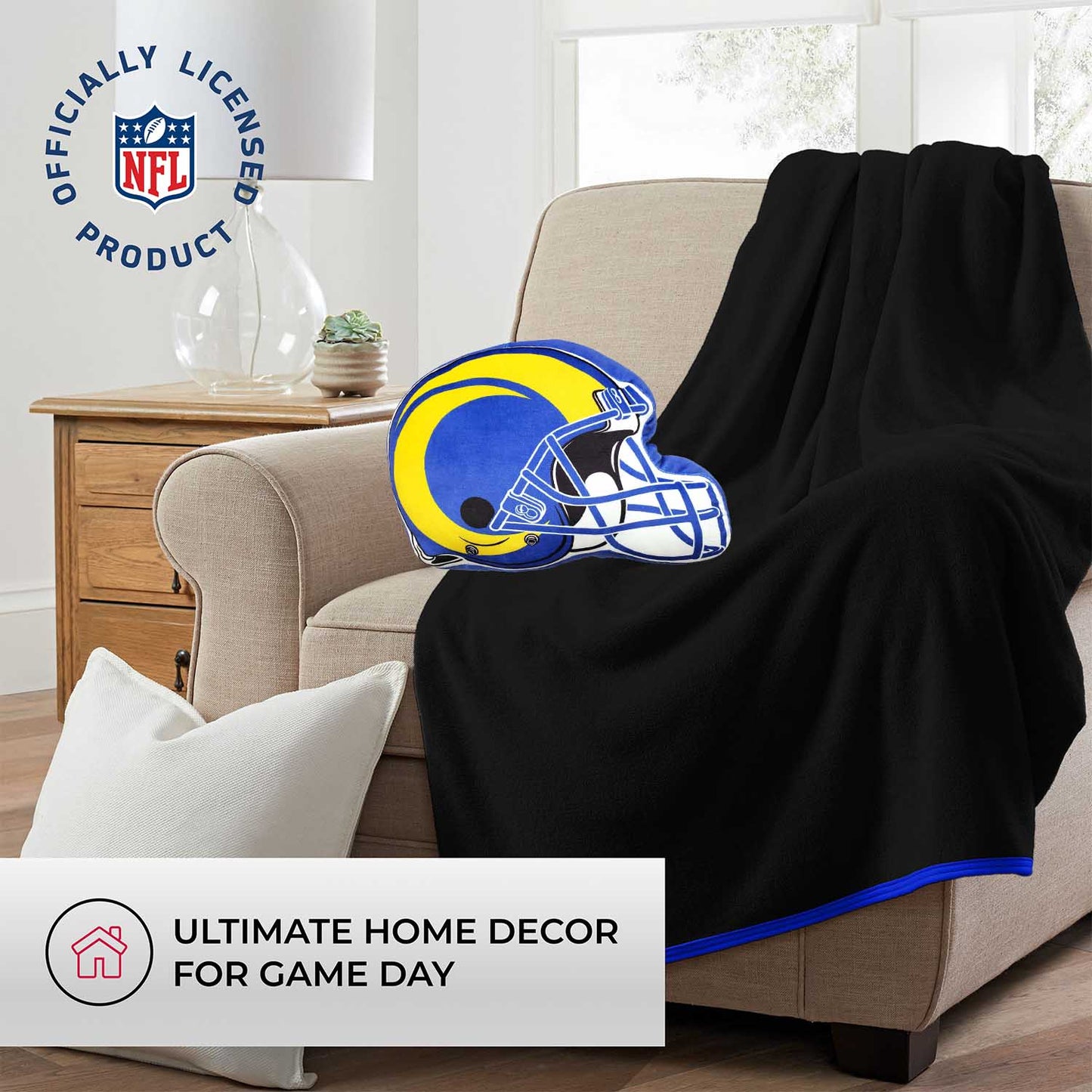 Los Angeles Rams NFL Helmet Football Super Soft Plush Pillow - Blue