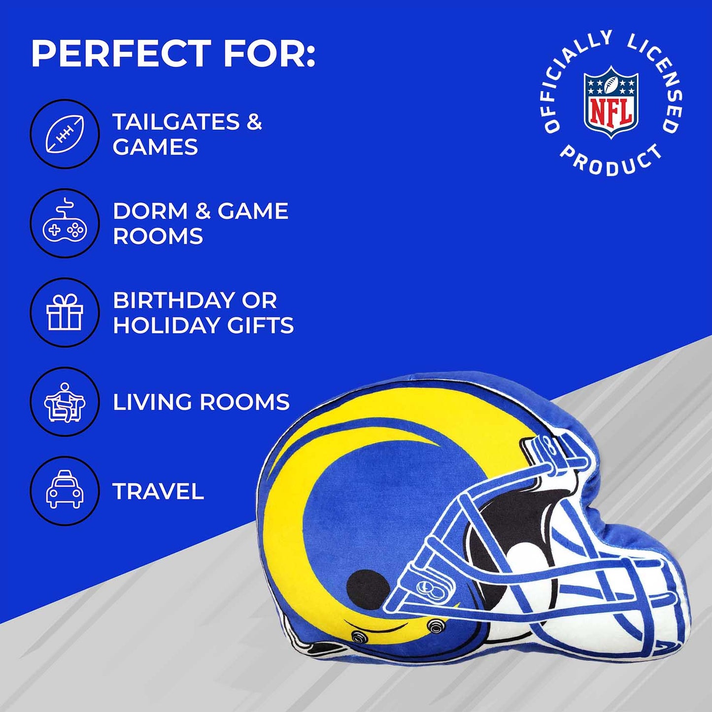 Los Angeles Rams NFL Helmet Football Super Soft Plush Pillow - Blue