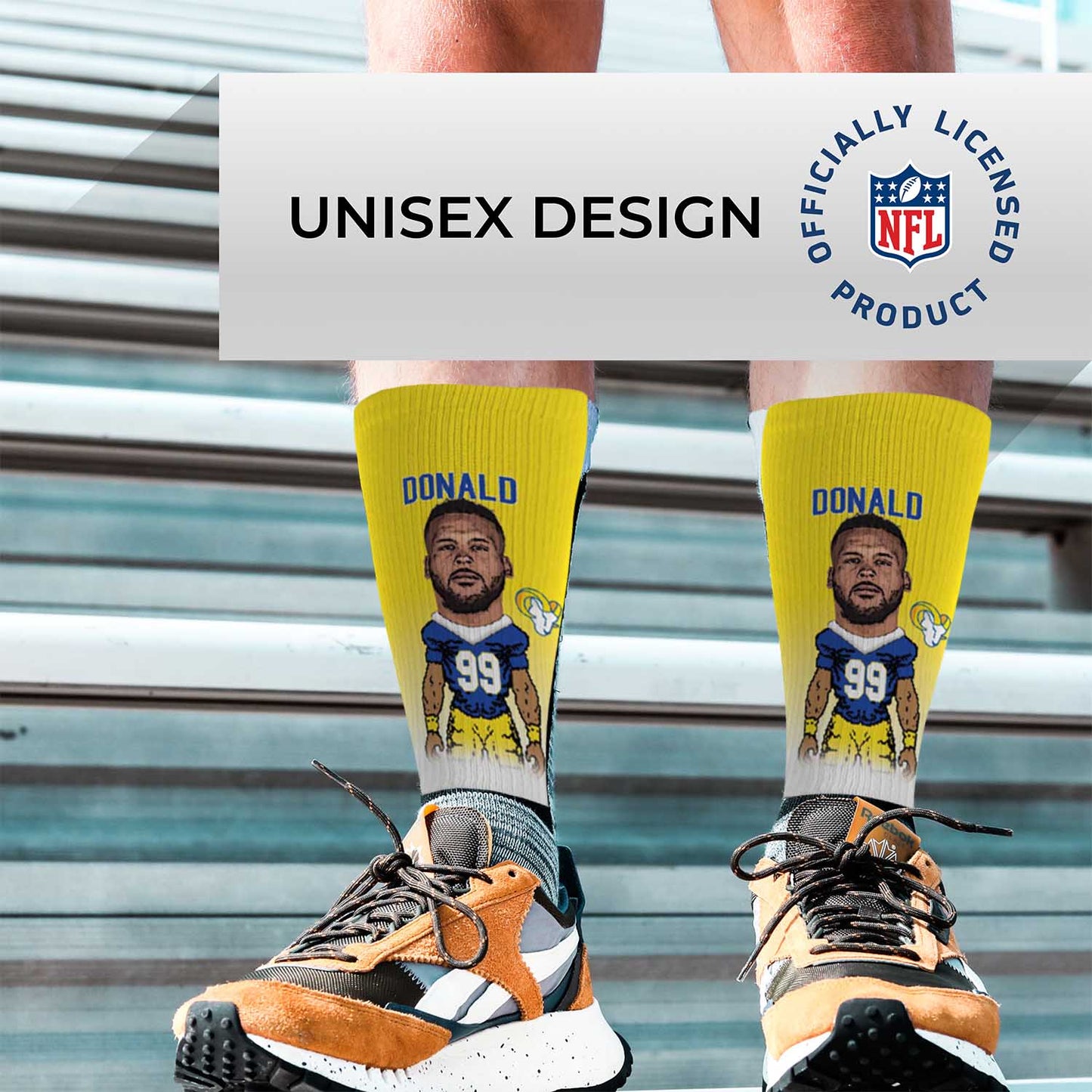 Los Angeles Rams NFL Adult V Curve MVP Player Crew Socks - Yellow