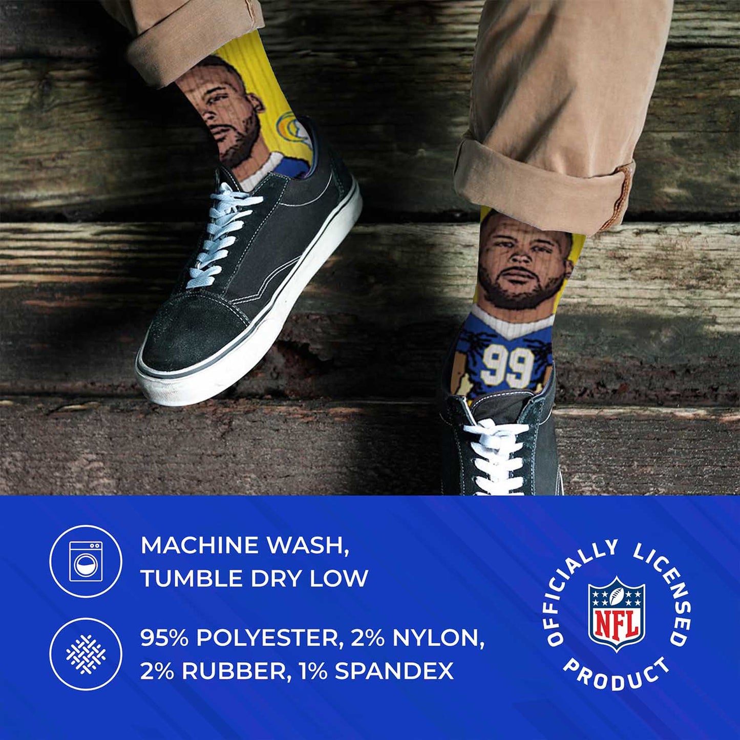 Los Angeles Rams NFL Adult V Curve MVP Player Crew Socks - Yellow