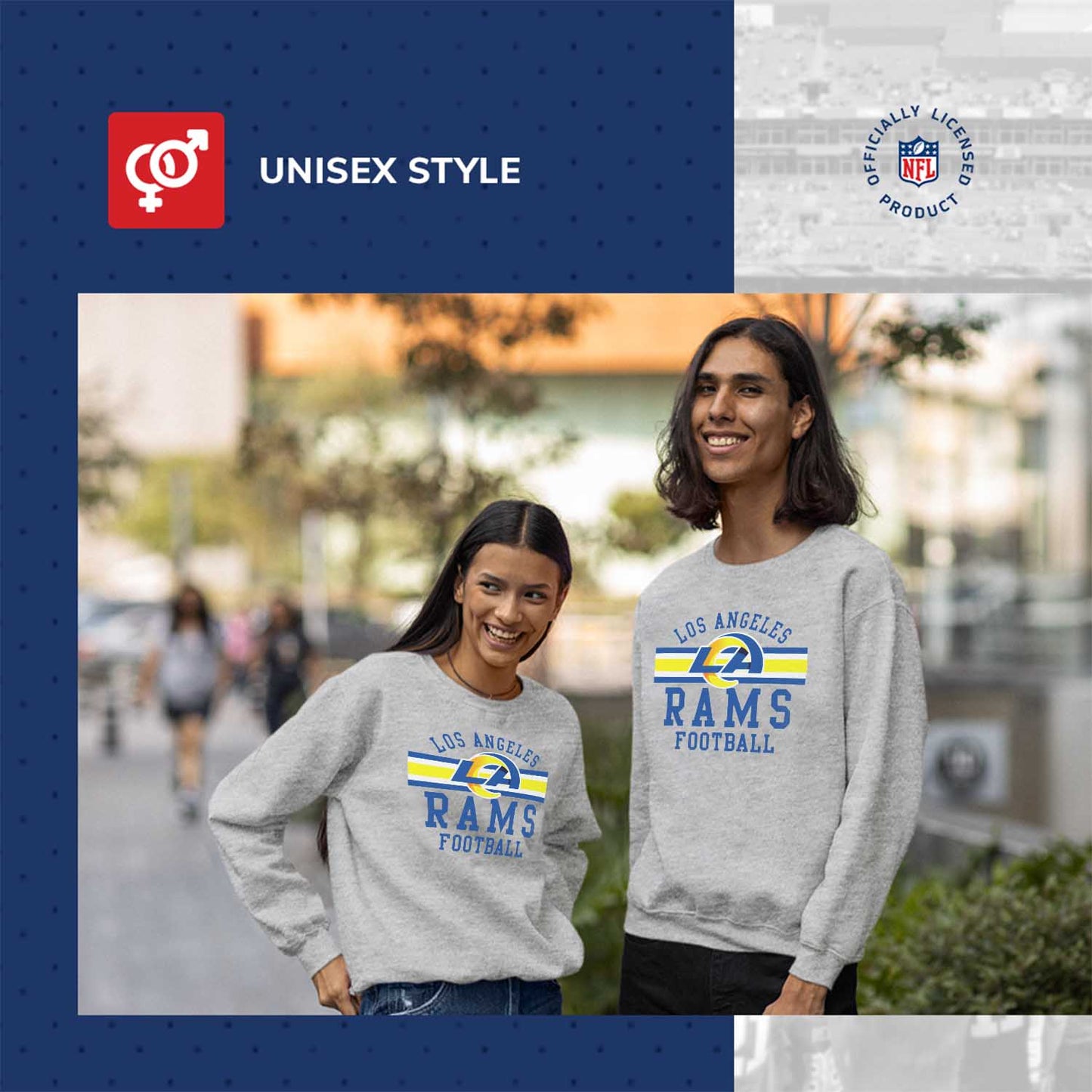 Los Angeles Rams NFL Team Stripe Crew Sweatshirt - Sport Gray