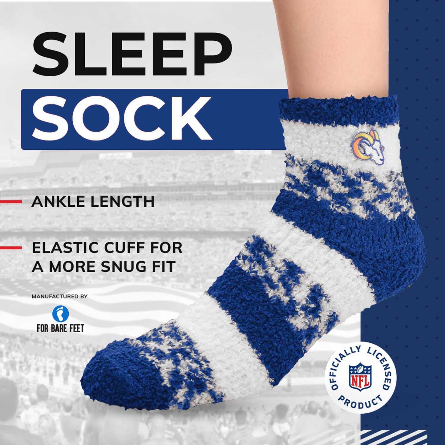 Los Angeles Rams NFL Cozy Soft Slipper Socks - Navy