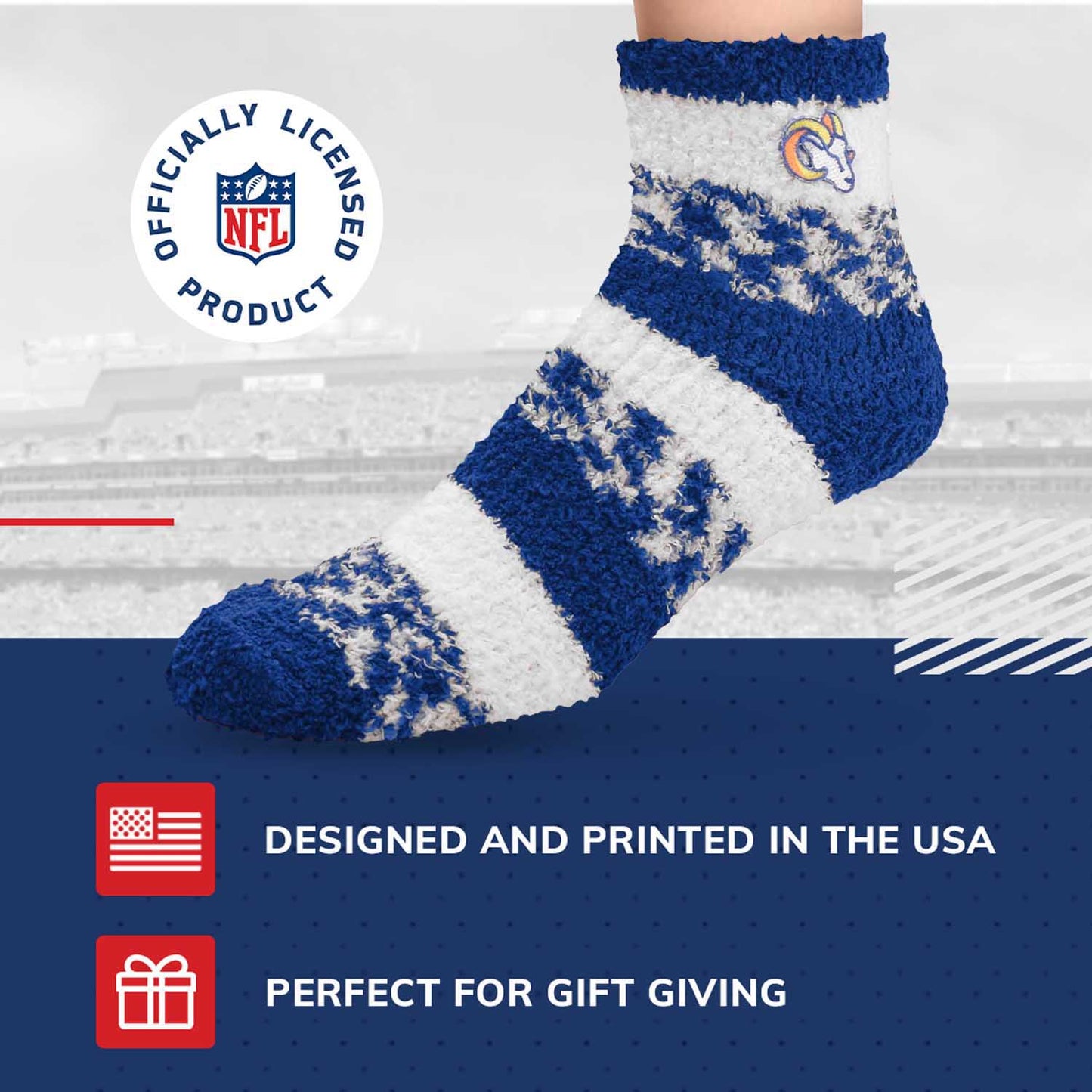 Los Angeles Rams NFL Cozy Soft Slipper Socks - Navy