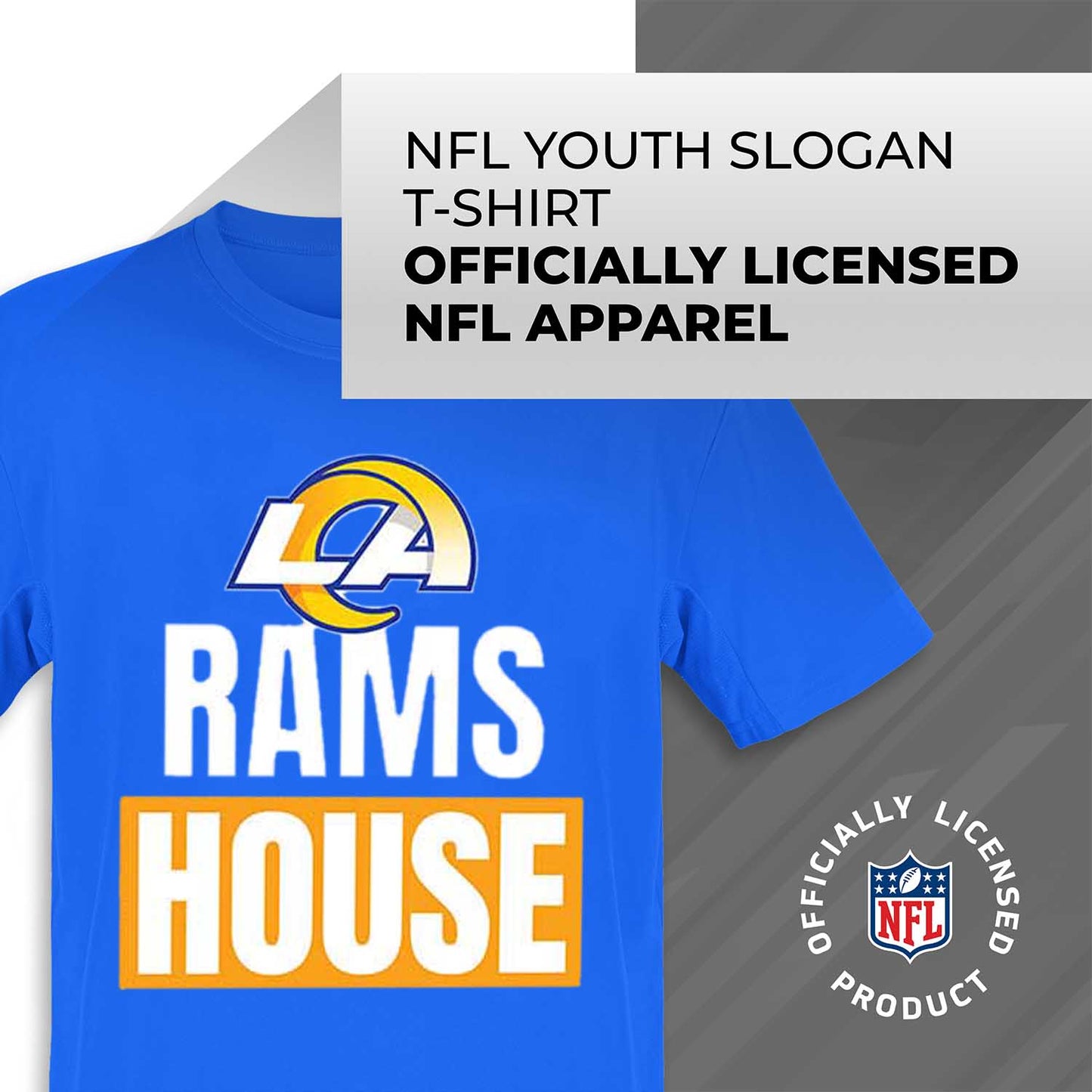 Los Angeles Rams NFL Youth Team Slogan Short Sleeve Lightweight T Shirt - Royal