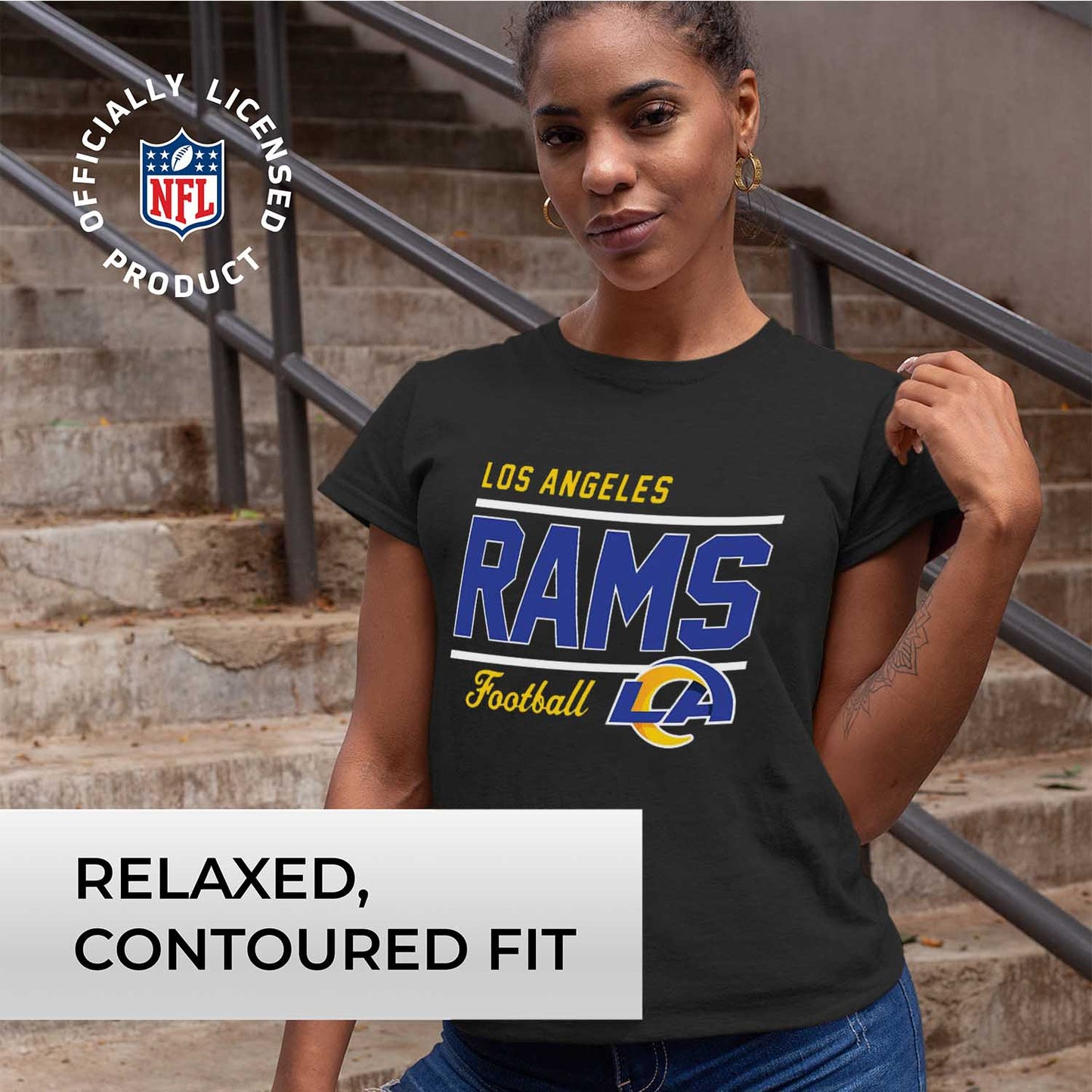 Los Angeles Rams NFL Womens Plus Size Relaxed Fit T-Shirt - Black