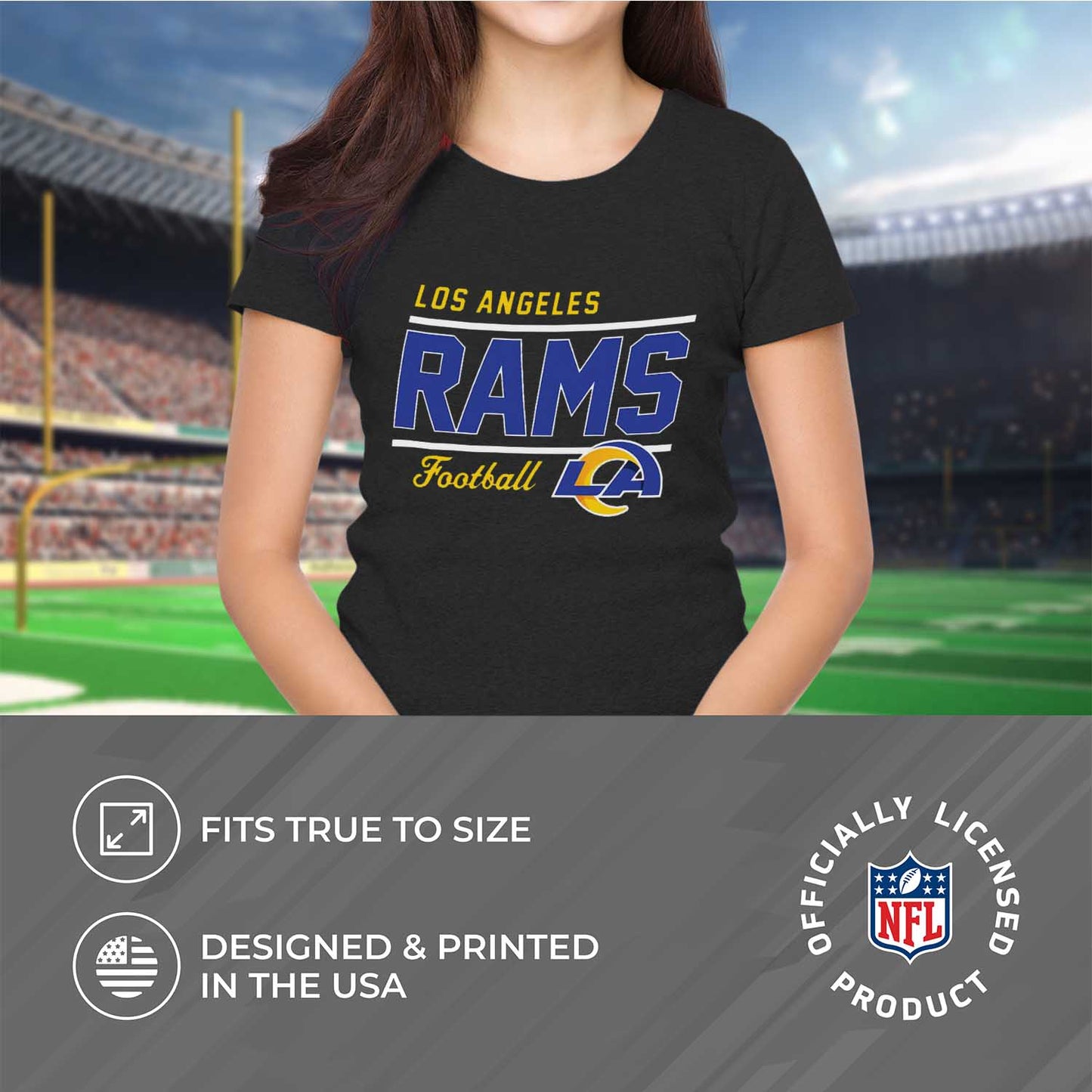 Los Angeles Rams NFL Womens Plus Size Relaxed Fit T-Shirt - Black