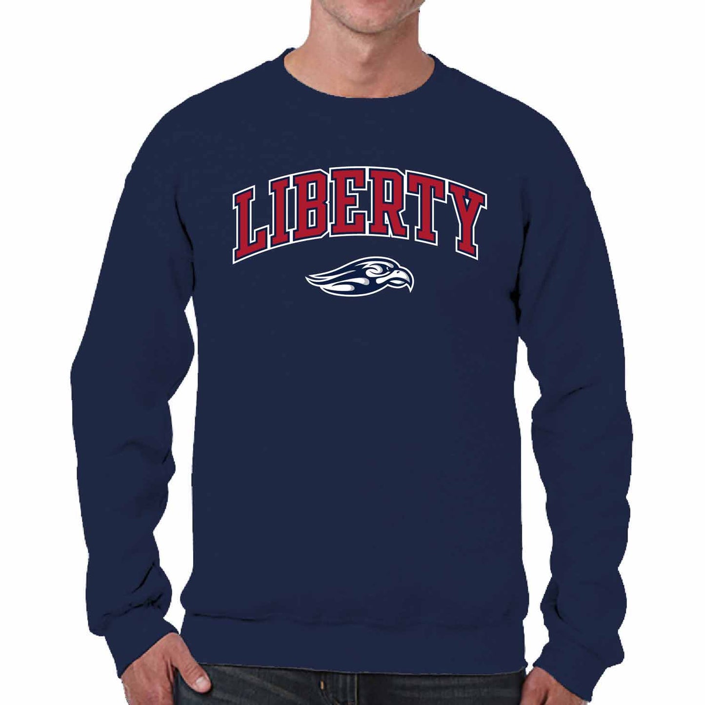 Liberty Flames Adult Arch & Logo Soft Style Gameday Crewneck Sweatshirt - Navy