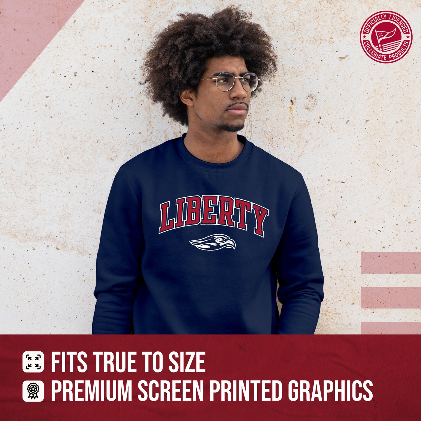 Liberty Flames Adult Arch & Logo Soft Style Gameday Crewneck Sweatshirt - Navy