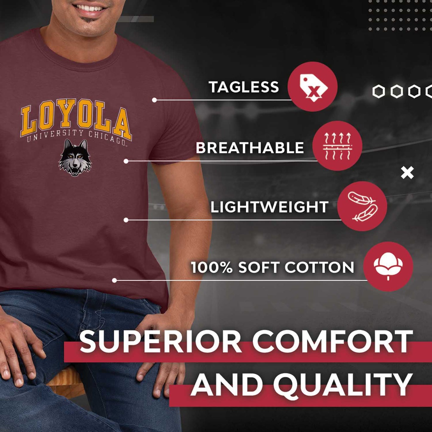 Loyola Chicago Ramblers NCAA Adult Gameday Cotton T-Shirt - Maroon