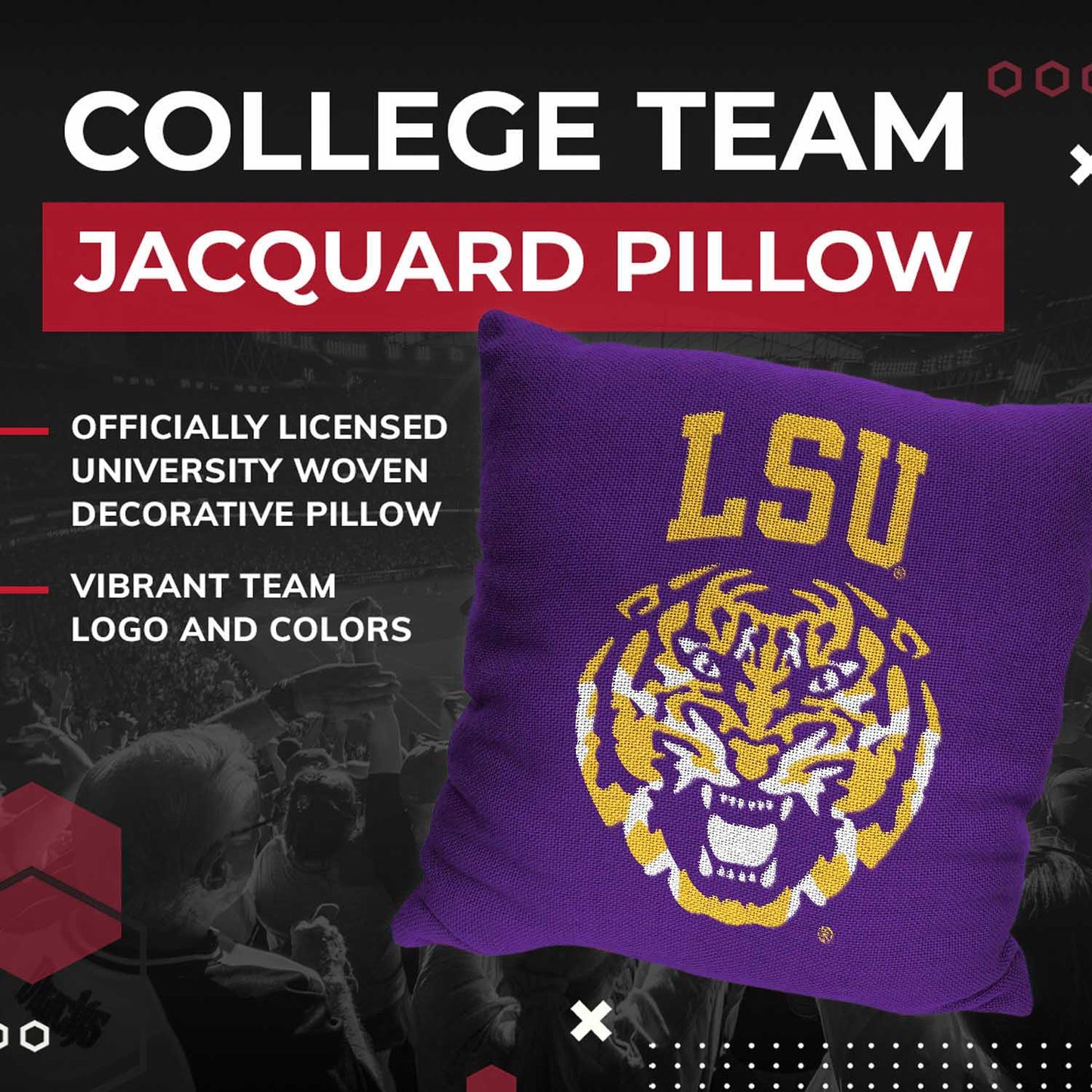 LSU Tigers NCAA Decorative Pillow - Purple