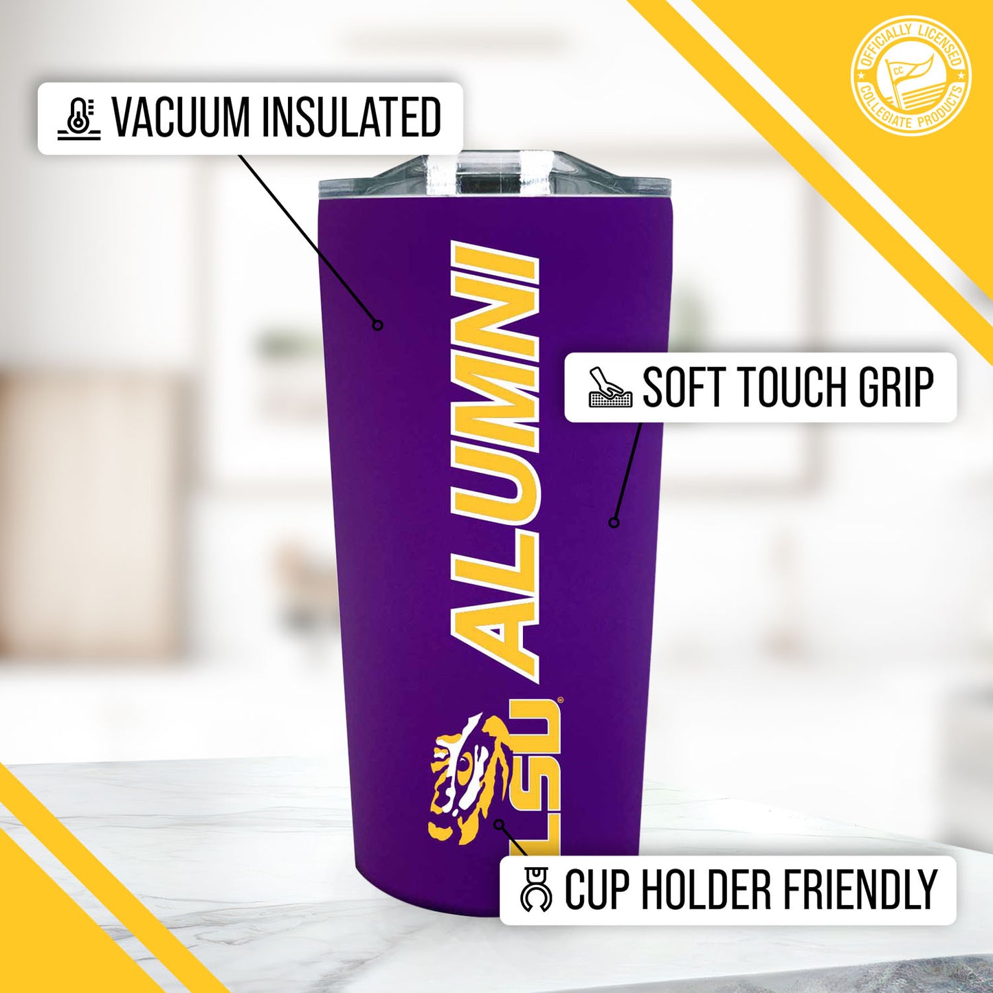LSU Tigers Collegiate Stainless Steel Travel Tumbler for Alumni - Purple
