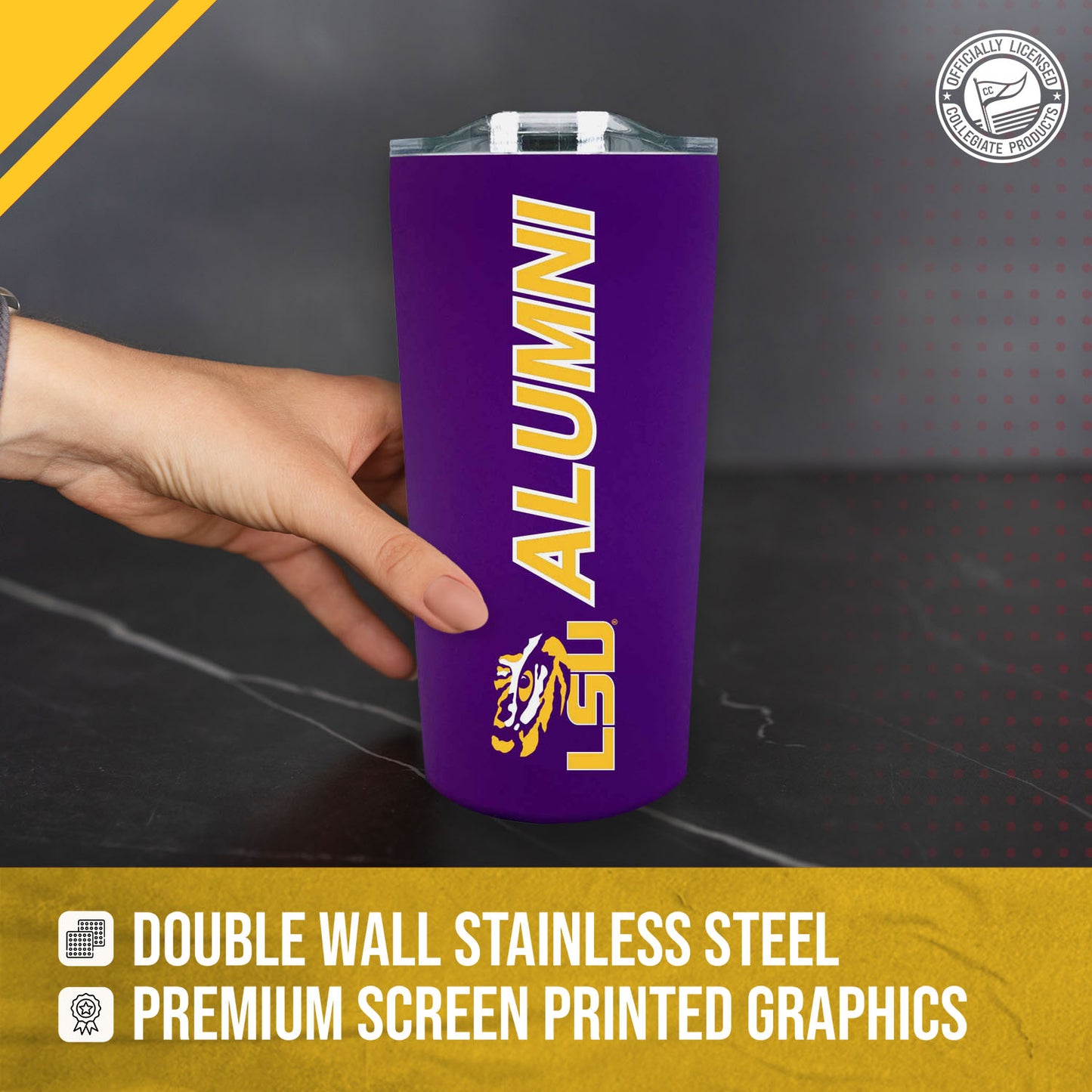 LSU Tigers Collegiate Stainless Steel Travel Tumbler for Alumni - Purple