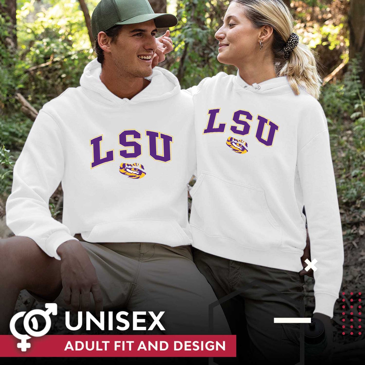 LSU Tigers Adult Arch & Logo Soft Style Gameday Hooded Sweatshirt - White