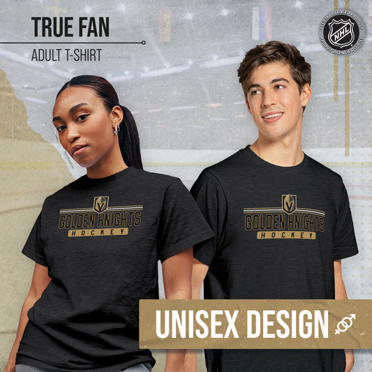 Las Vegas Golden Knights Adult NHL Heather Charcoal True Fan Hockey T-Shirt - Charcoal