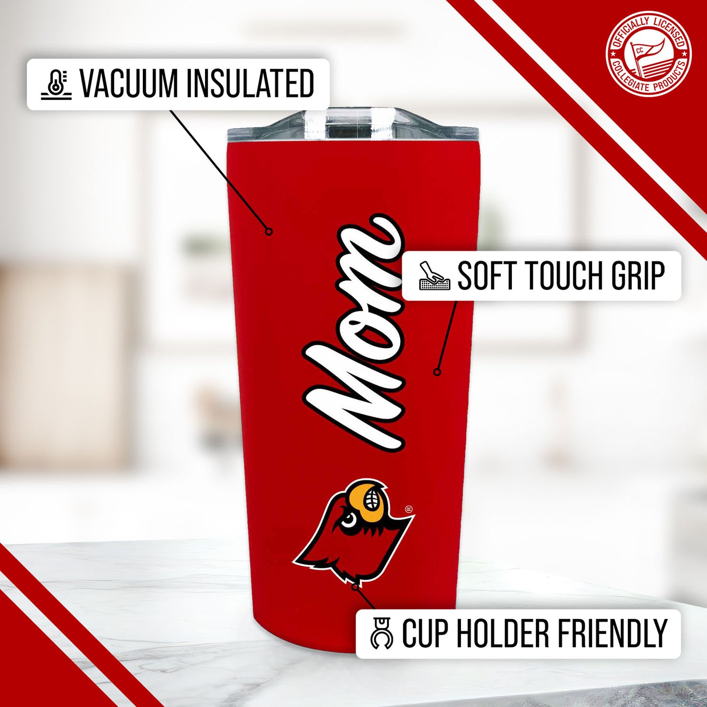 Louisville Cardinals NCAA Stainless Steel Travel Tumbler for Mom - Red