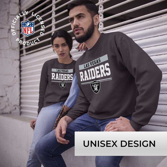 Las Vegas Raiders NFL Adult Long Sleeve Team Block Charcoal Crewneck Sweatshirt - Charcoal