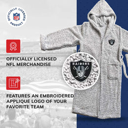 Las Vegas Raiders NFL Plush Hooded Robe with Pockets - Gray