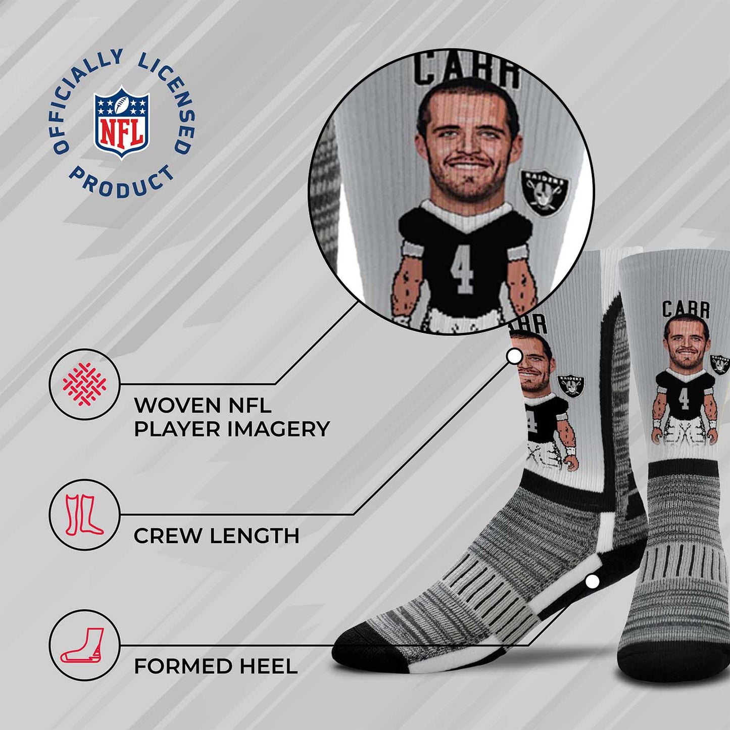 Las Vegas Raiders FBF NFL V Curve Socks - Sport Gray #4