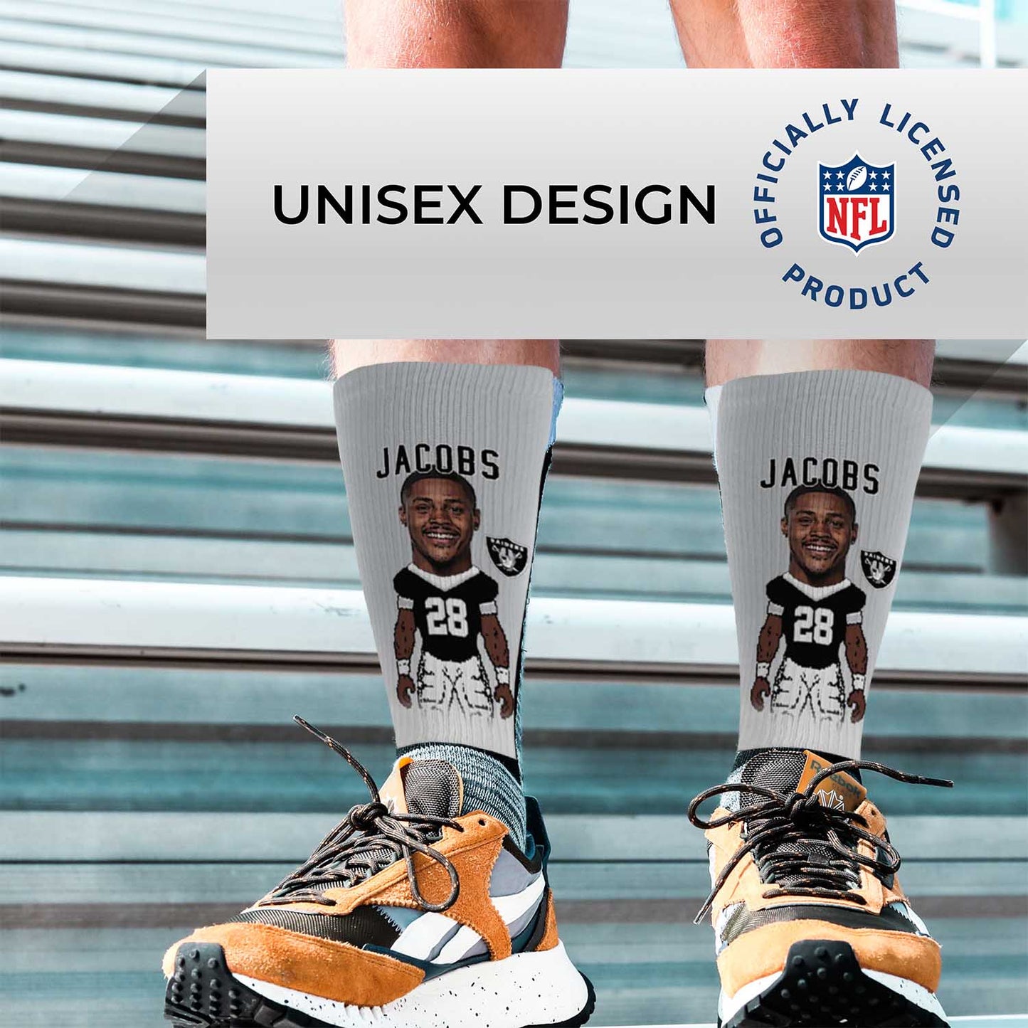 Las Vegas Raiders FBF NFL V Curve Socks - Sport Gray