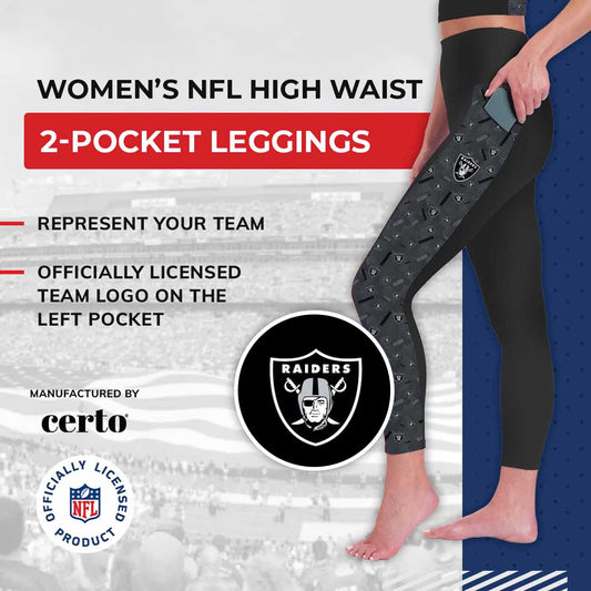 Las Vegas Raiders NFL High Waisted Leggings for Women - Black