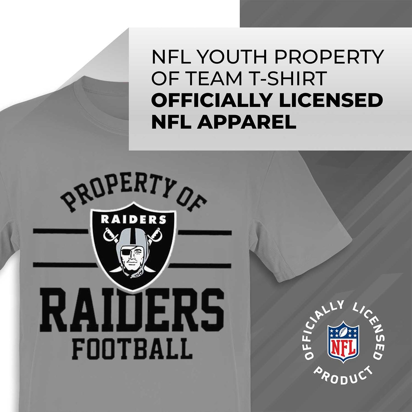 Las Vegas Raiders NFL Youth Property Of Short Sleeve Lightweight T Shirt - Sport Gray