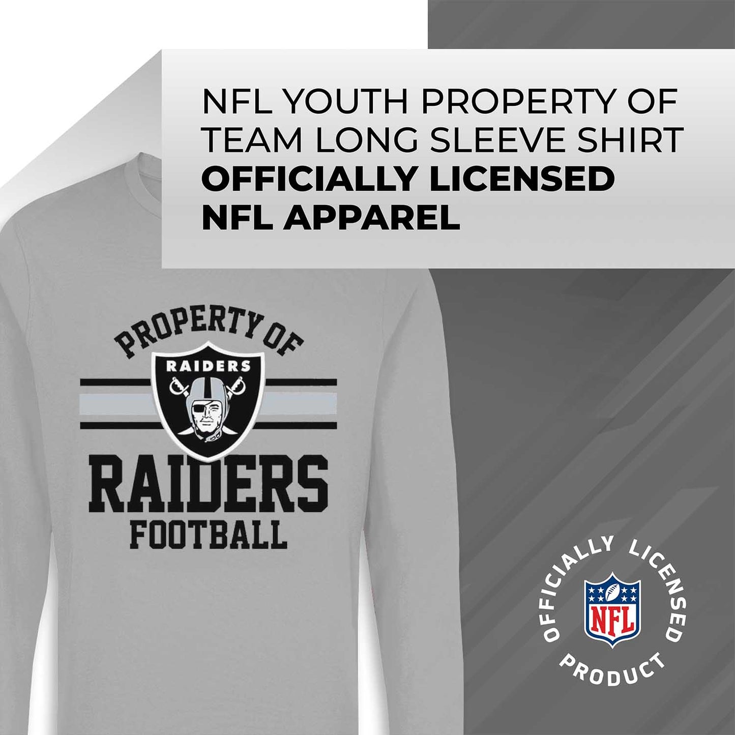 Las Vegas Raiders NFL Youth Property Of Crew Sweatshirt - Sport Gray