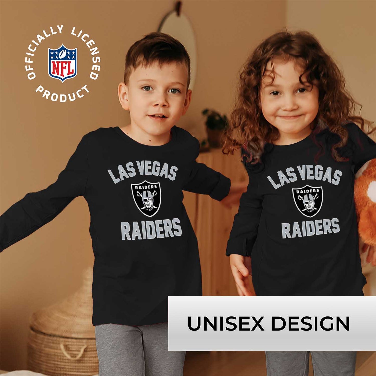 Las Vegas Raiders NFL Gameday Youth Football Long Sleeve Shirt - Black