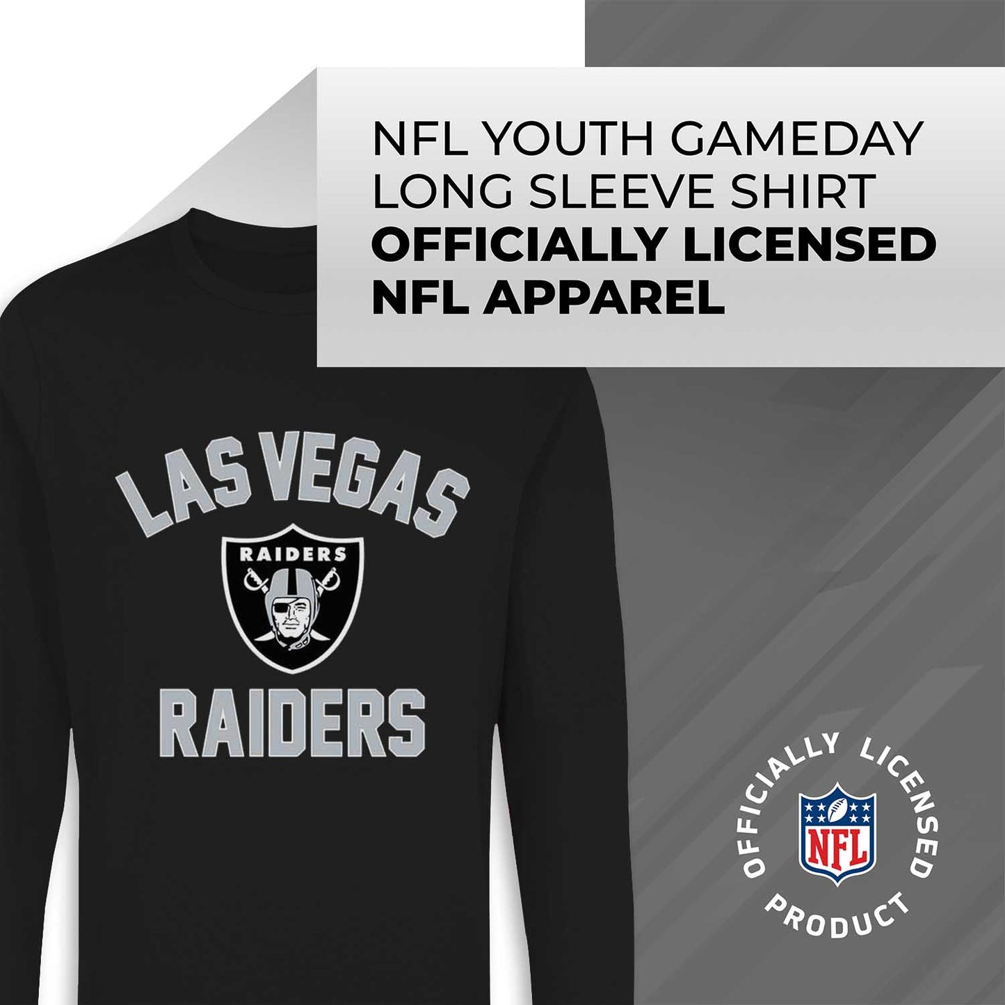 Las Vegas Raiders NFL Gameday Youth Football Long Sleeve Shirt - Black