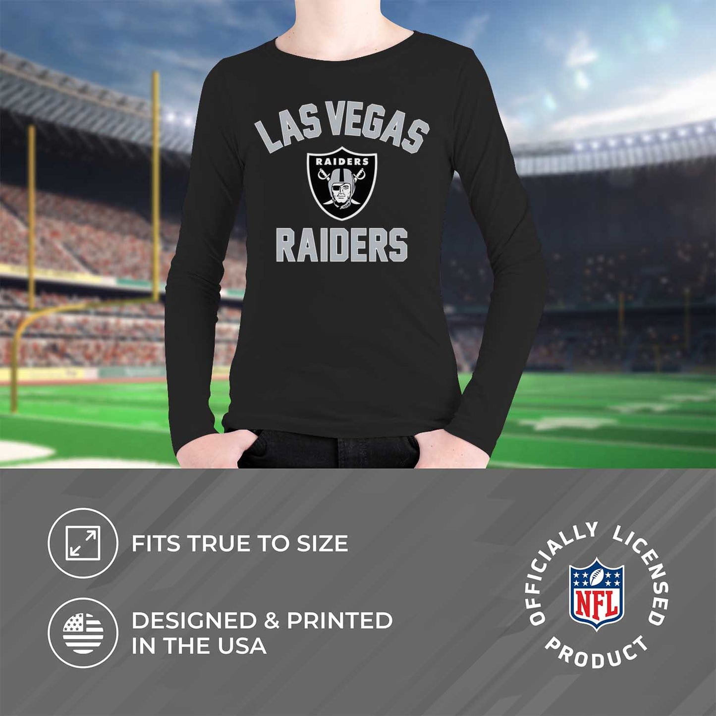 Las Vegas Raiders NFL Gameday Youth Football Long Sleeve Shirt - Black