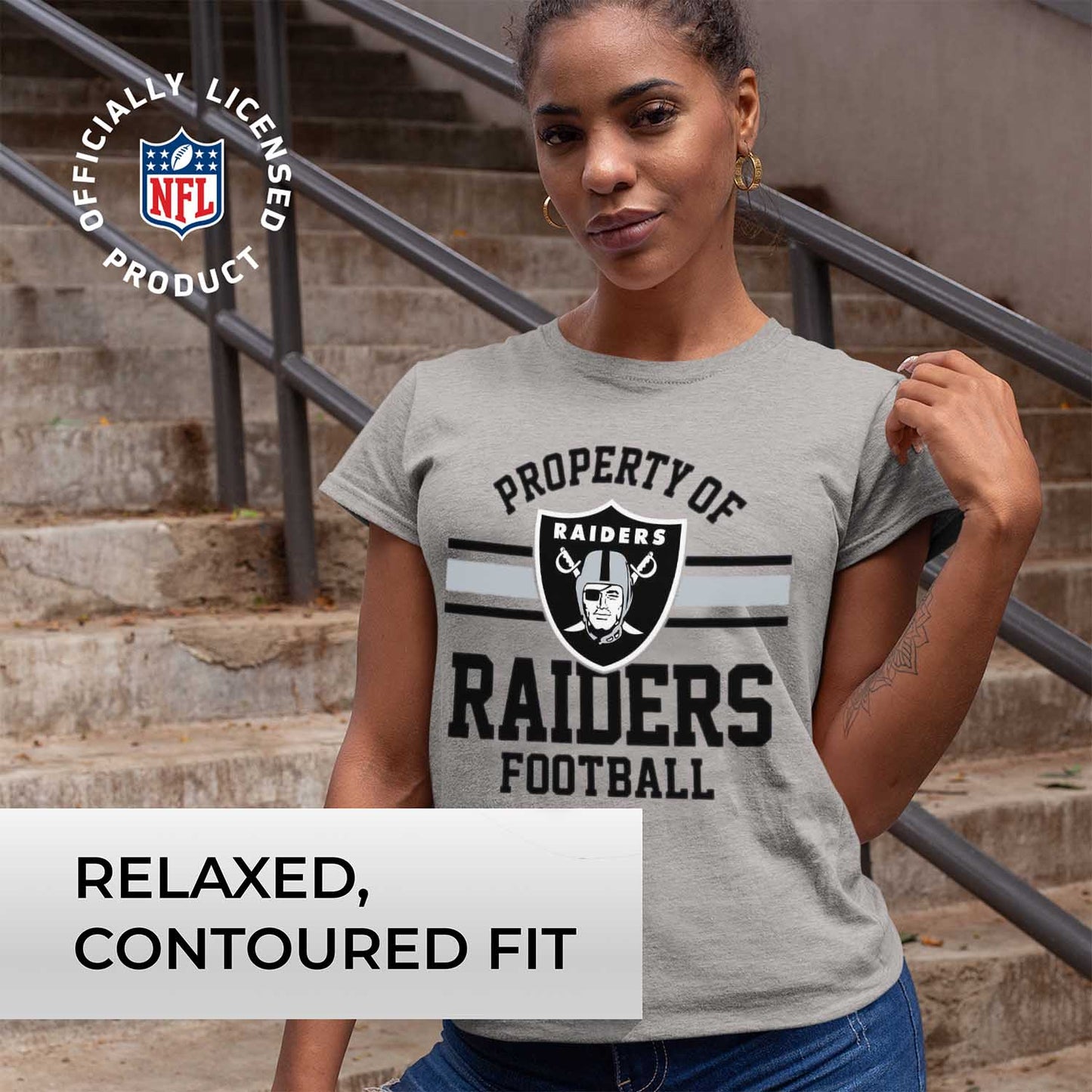 Las Vegas Raiders NFL Womens Short Sleeve Property of Tshirt - Gray