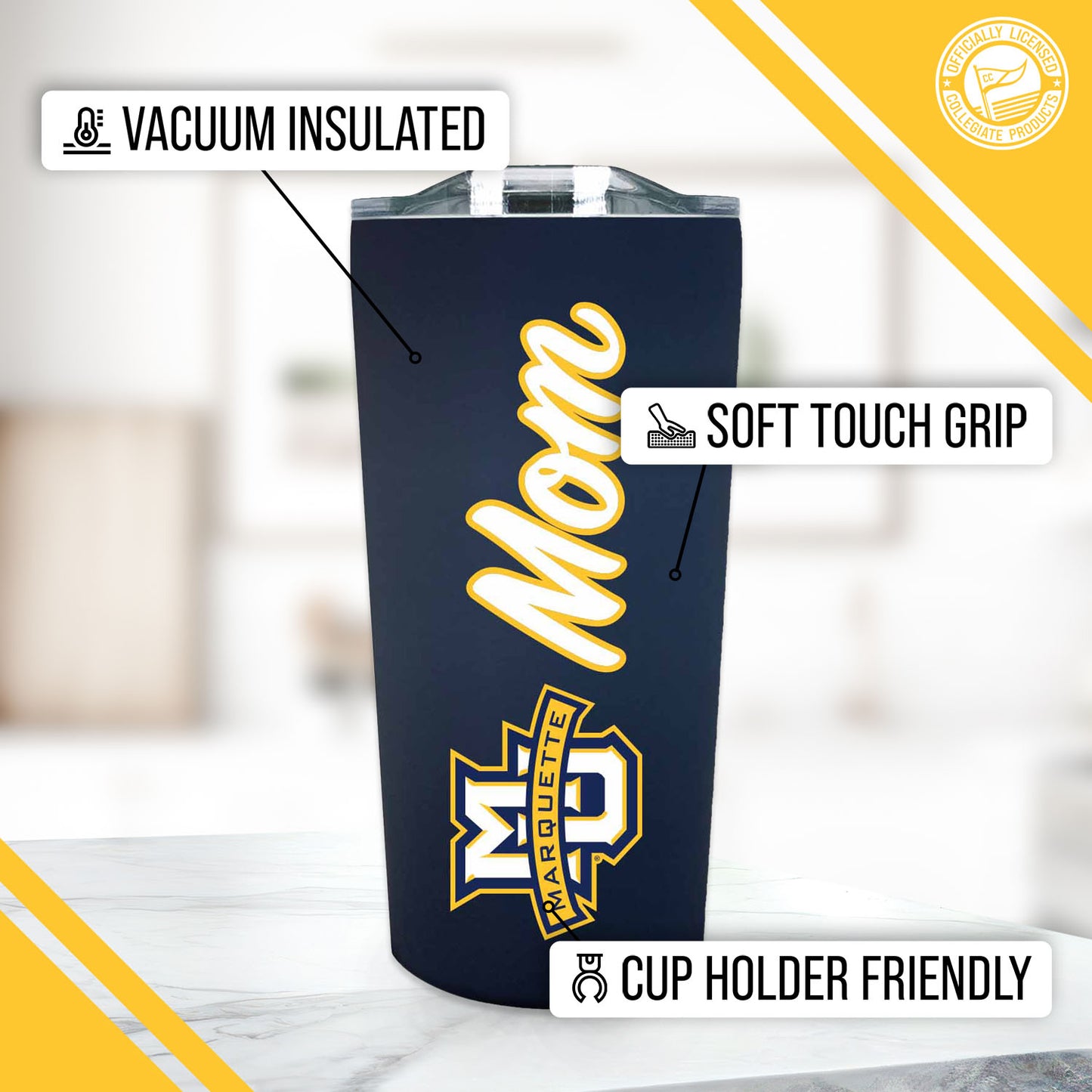 Marquette Golden Eagles NCAA Stainless Steel Travel Tumbler for Mom - Navy