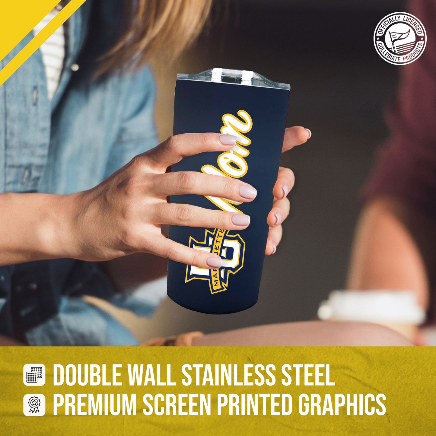 Marquette Golden Eagles NCAA Stainless Steel Travel Tumbler for Mom - Navy