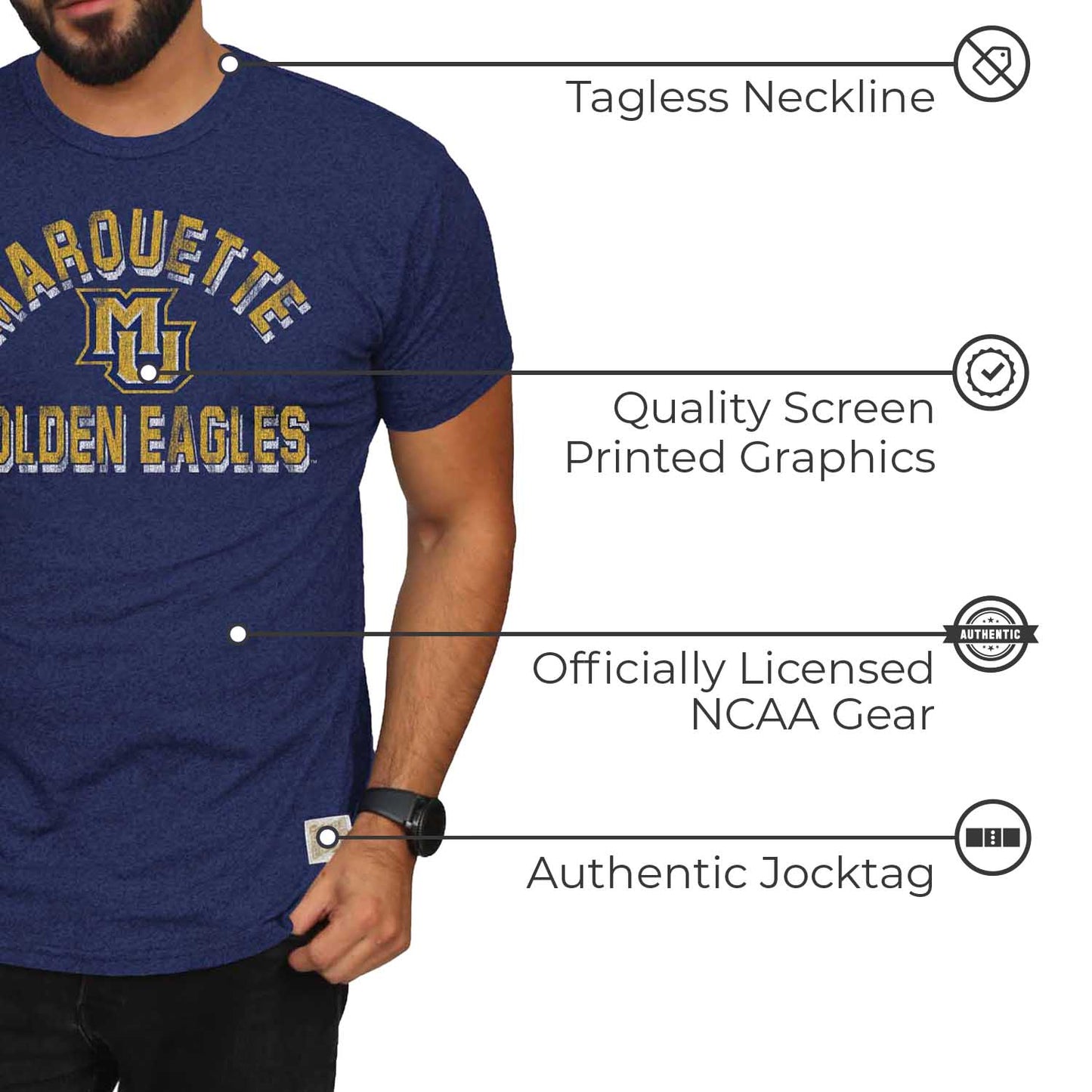 Marquette Golden Eagles Adult College Team Color T-Shirt - Navy