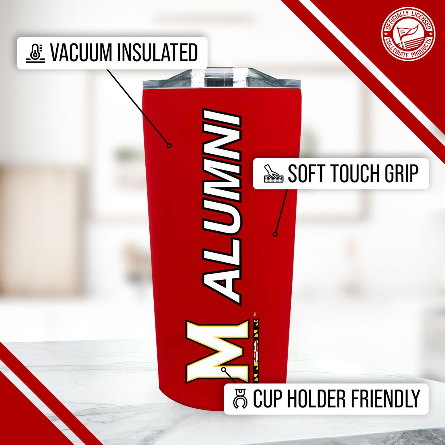 Maryland Terrapins Collegiate Stainless Steel Travel Tumbler for Alumni - Red