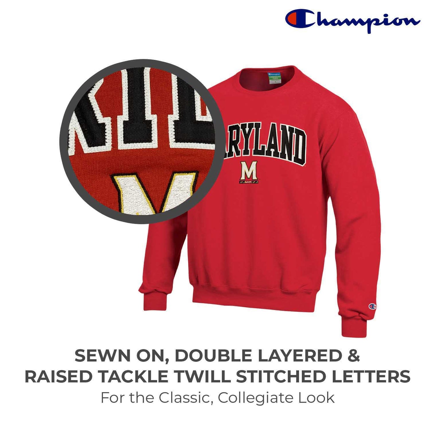 Maryland Terrapins Adult Tackle Twill Crewneck - Red