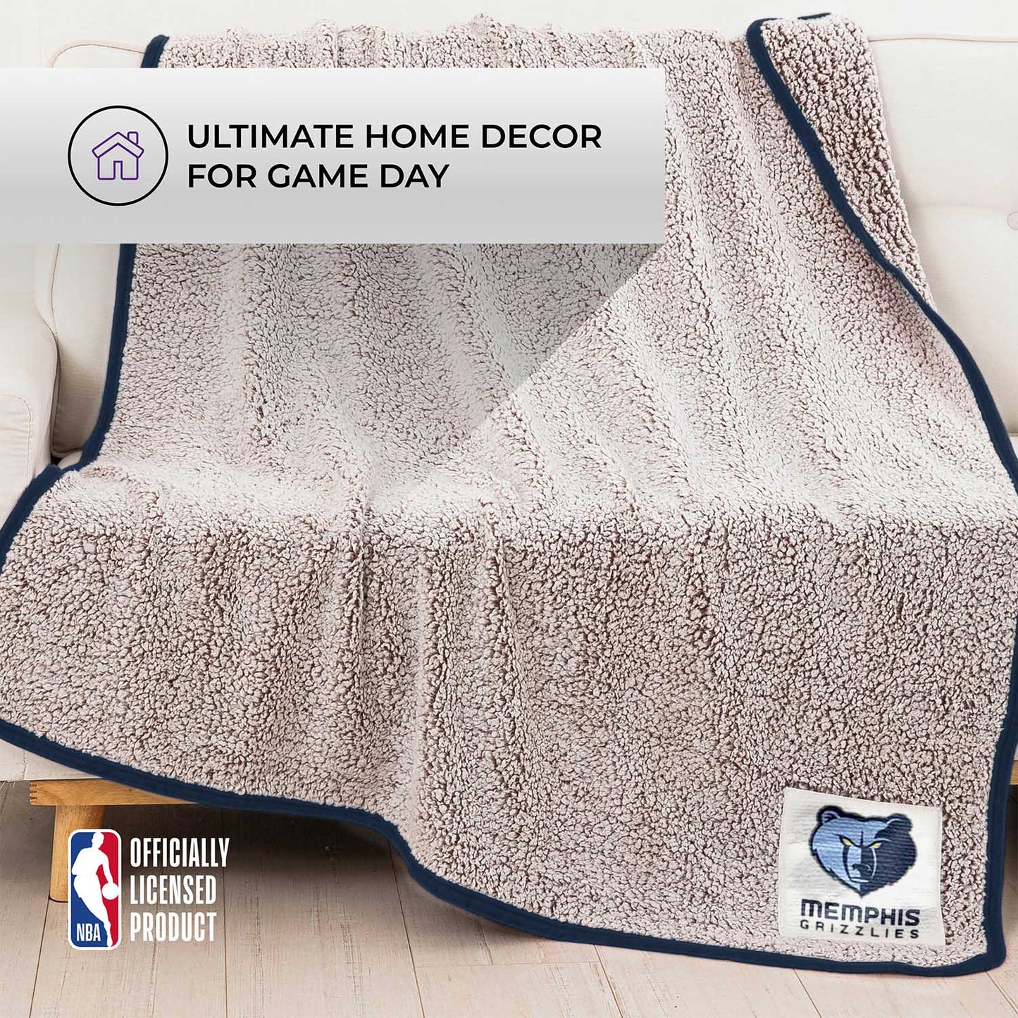 Memphis Grizzlies NBA Silk Touch Sherpa Throw Blanket - Blue