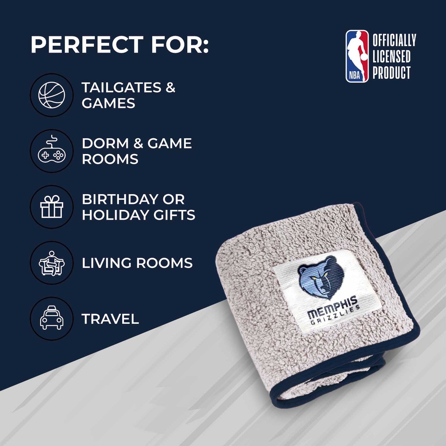 Memphis Grizzlies NBA Silk Touch Sherpa Throw Blanket - Blue
