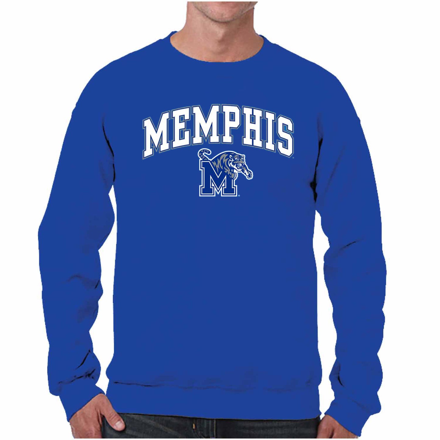 Memphis Tigers Adult Arch & Logo Soft Style Gameday Crewneck Sweatshirt - Royal