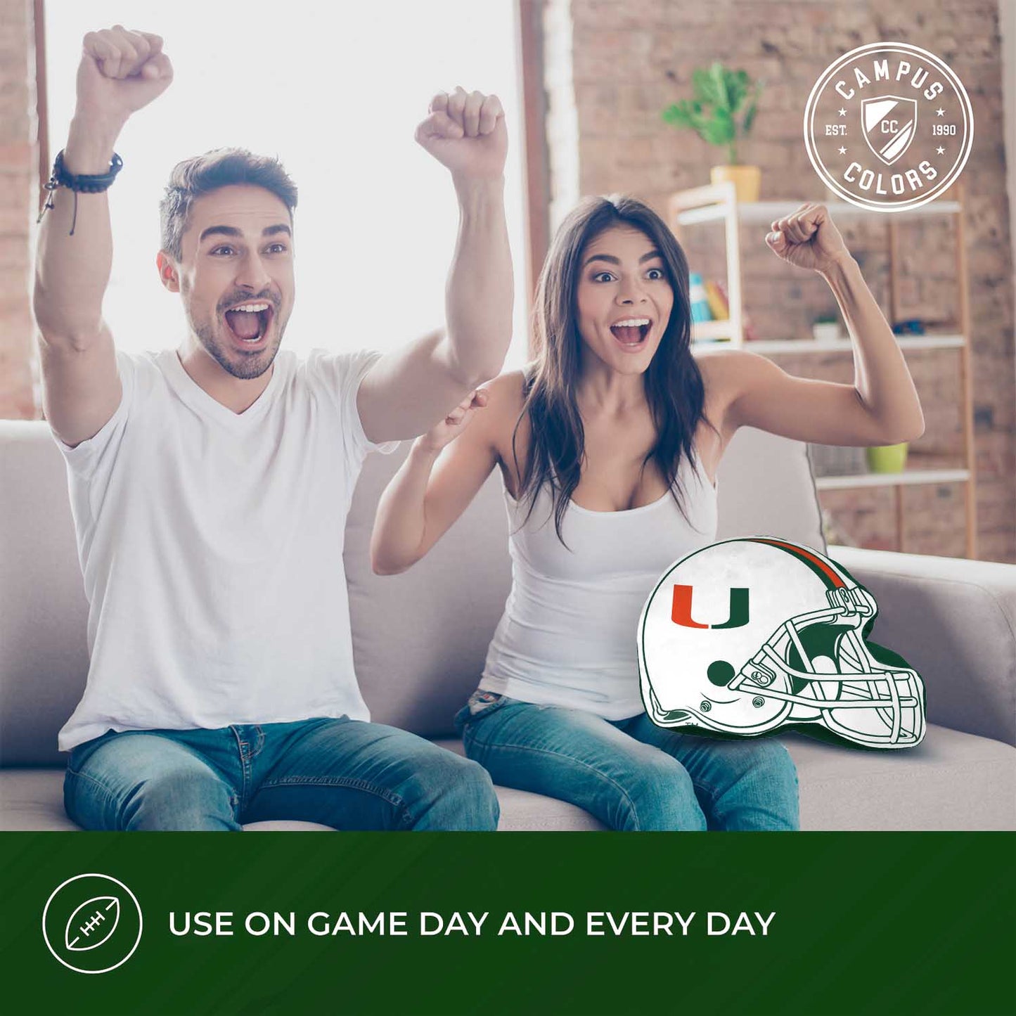 Miami Hurricanes NCAA Helmet Super Soft Football Pillow - White