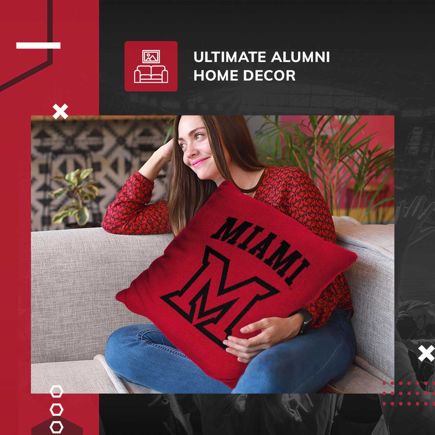 Miami Redhawks NCAA Decorative Pillow - Red