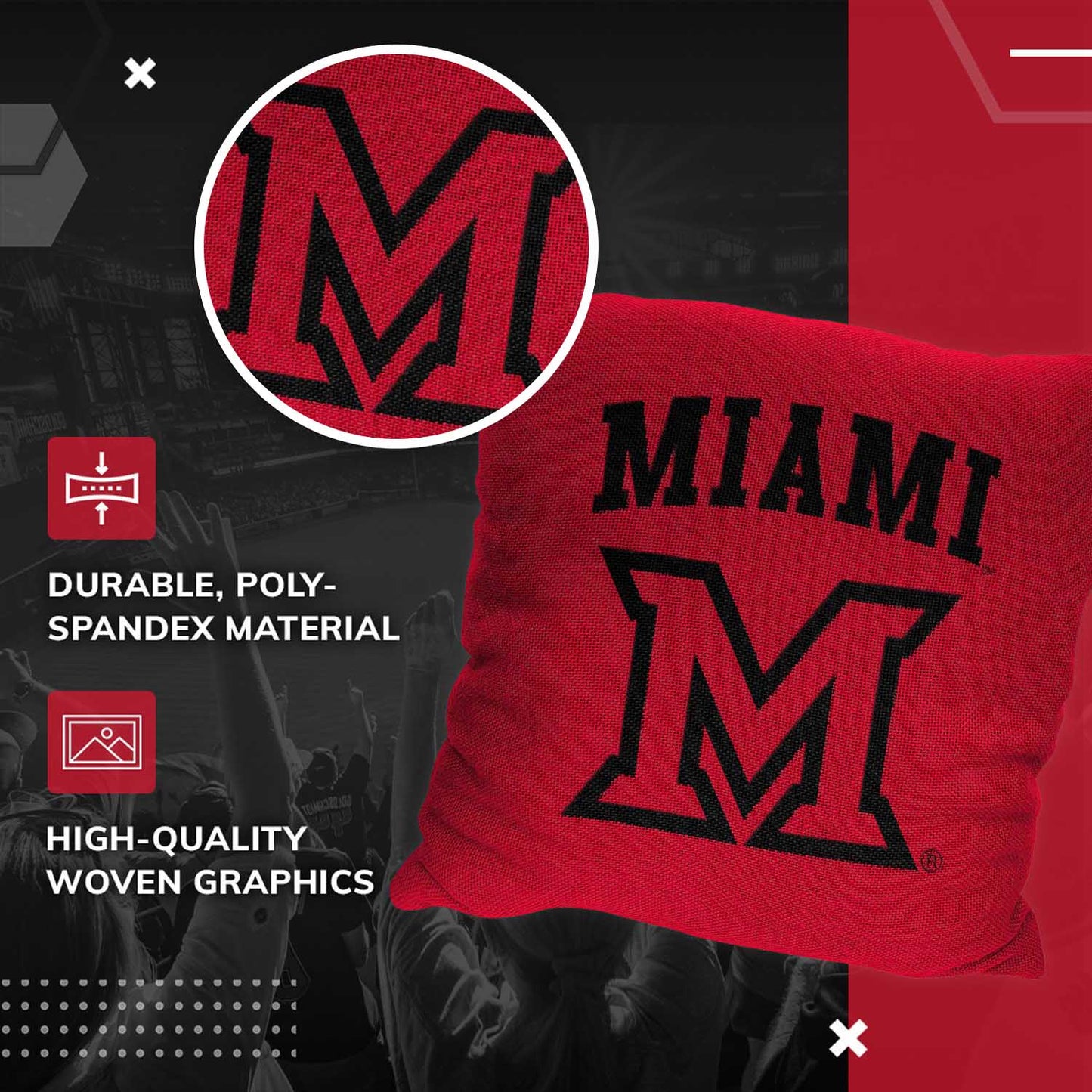 Miami Redhawks NCAA Decorative Pillow - Red
