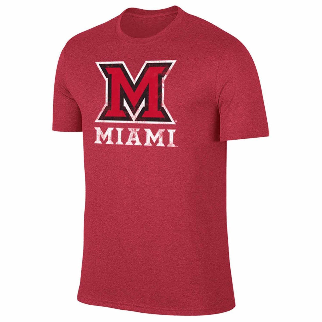 Miami Redhawks Adult MVP Heathered Cotton Blend T-Shirt - Red