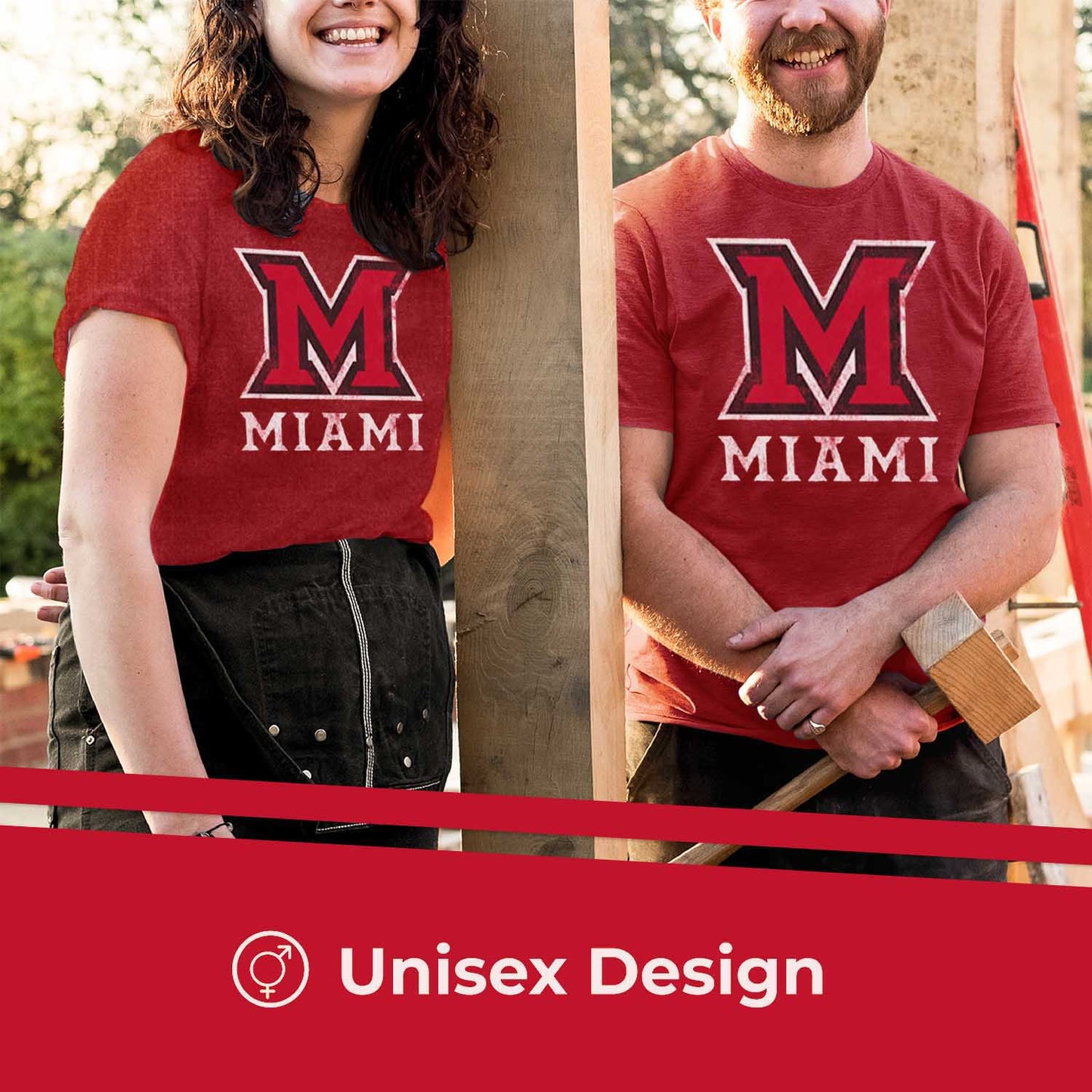 Miami Redhawks Adult MVP Heathered Cotton Blend T-Shirt - Red