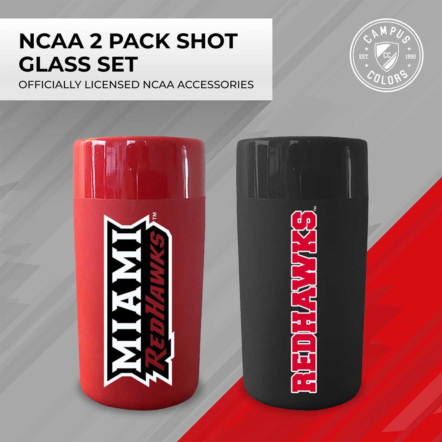 Miami Redhawks College and University 2-Pack Shot Glasses - Team Color