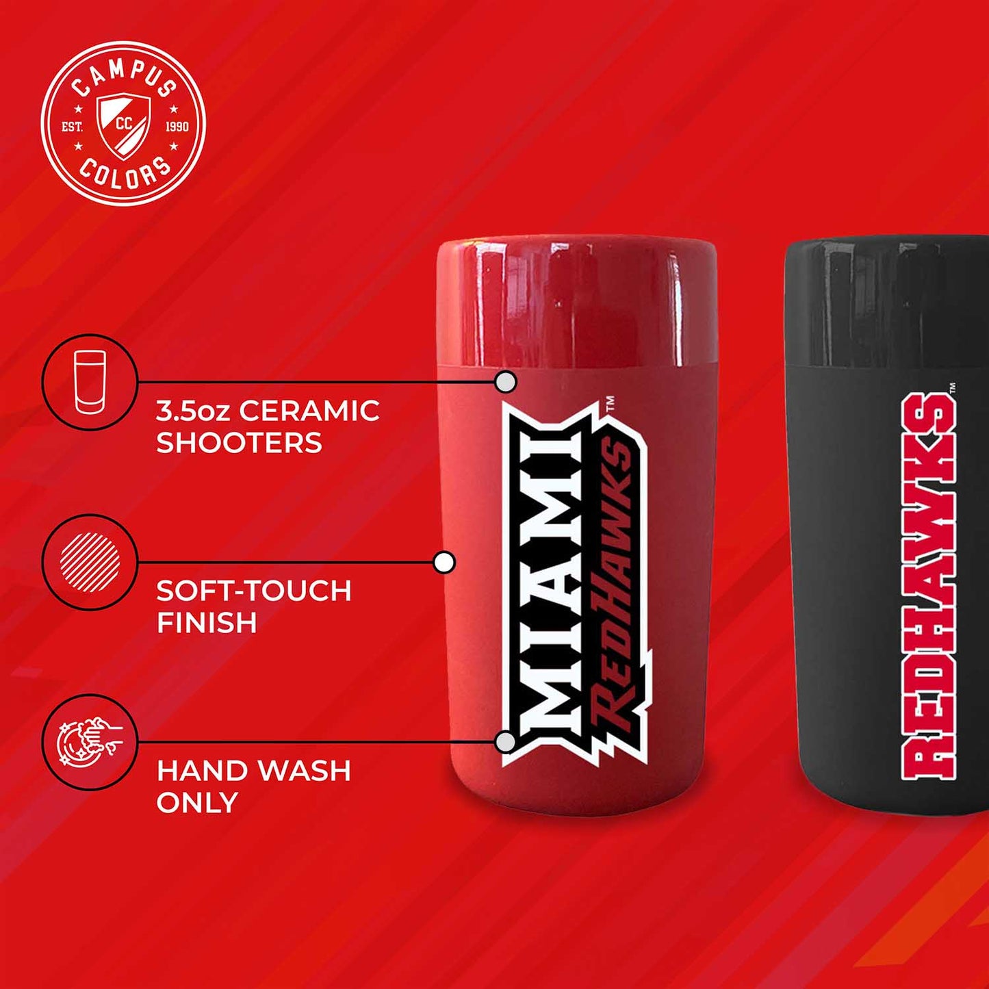 Miami Redhawks College and University 2-Pack Shot Glasses - Team Color