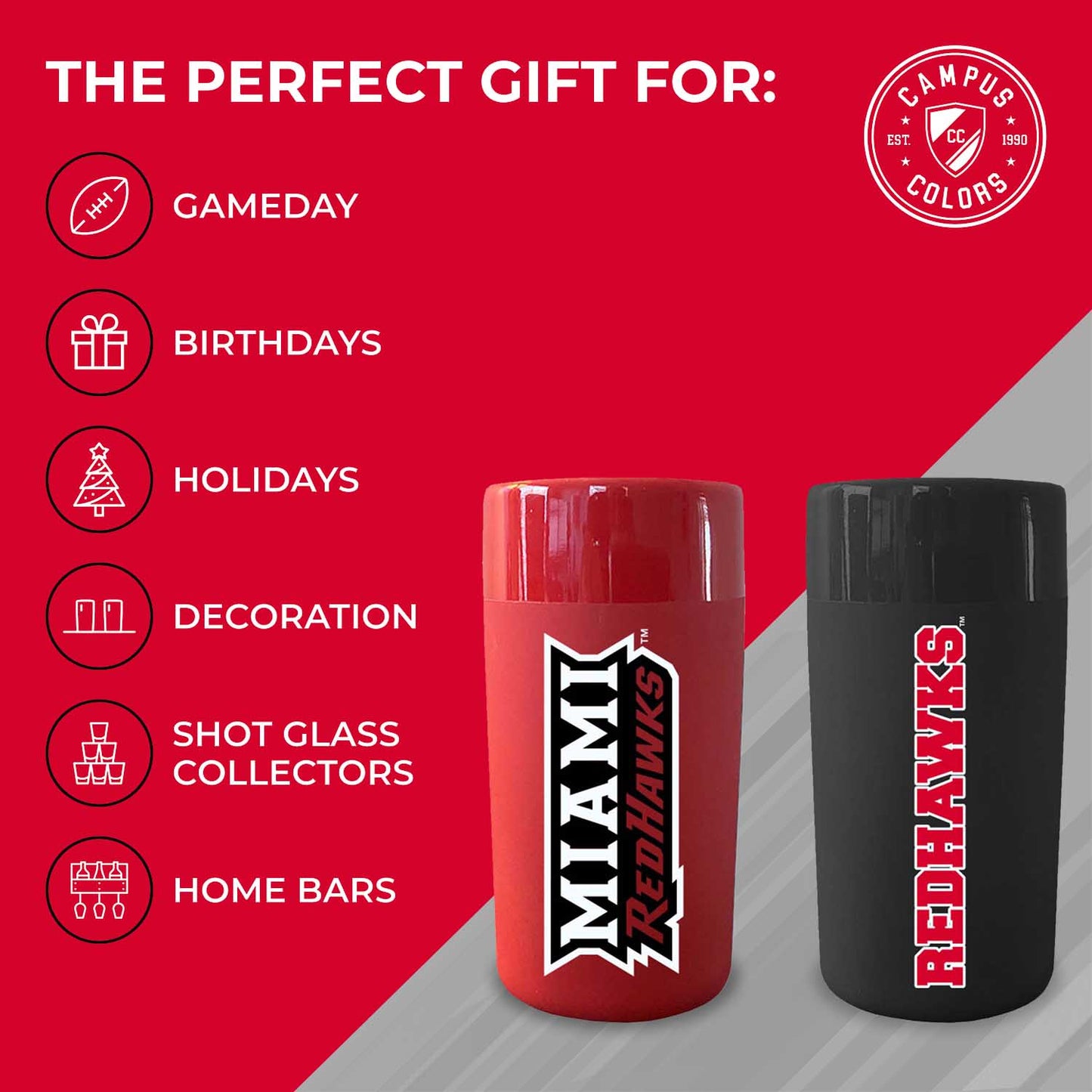 Miami Redhawks College and University 2-Pack Shot Glasses - Team Color