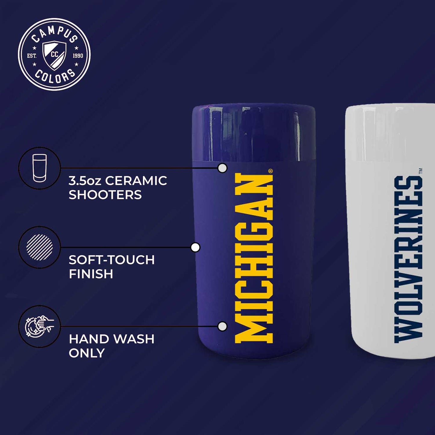Michigan Wolverines College and University 2-Pack Shot Glasses - Team Color
