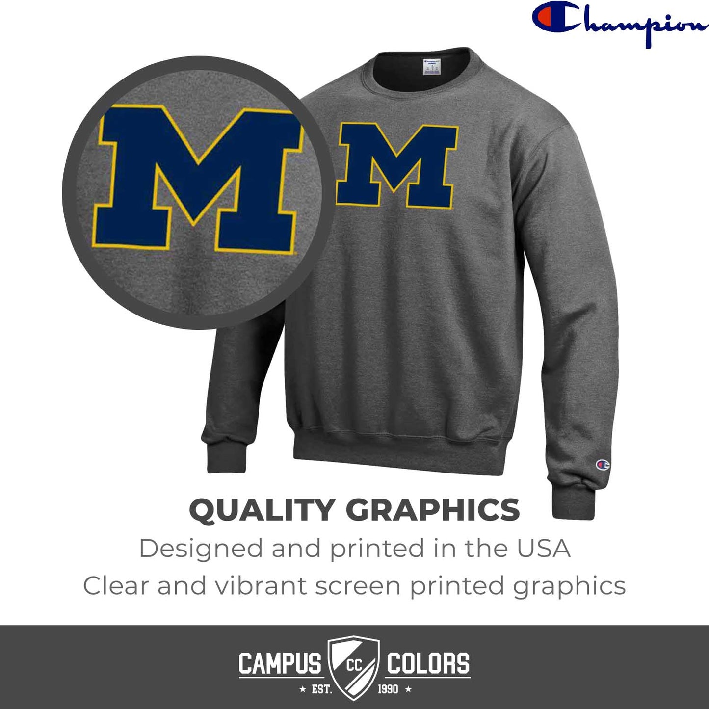 Michigan Wolverines Adult Mascot Fleece Crewneck - Charcoal
