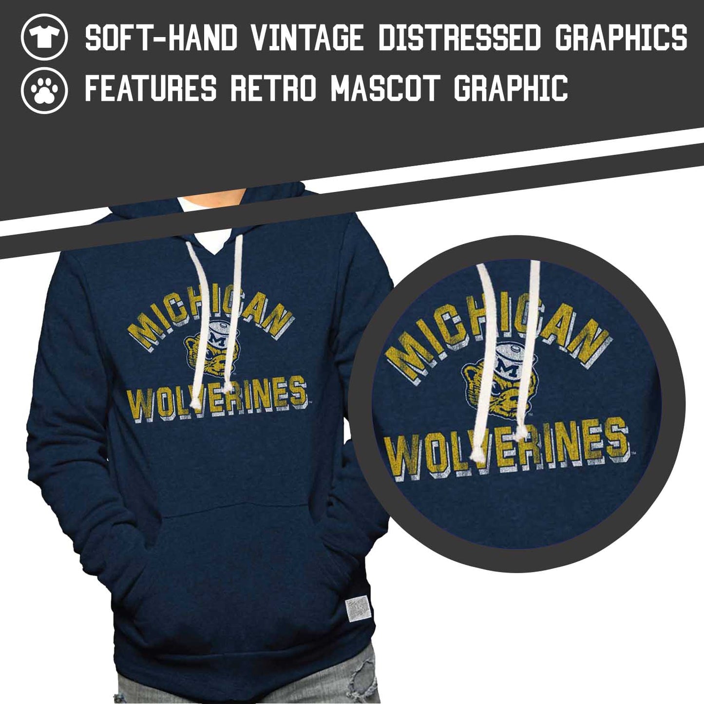 Michigan Wolverines Adult University Hoodie - Navy